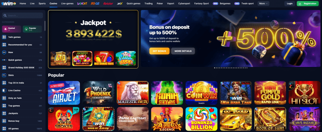 1win casino login