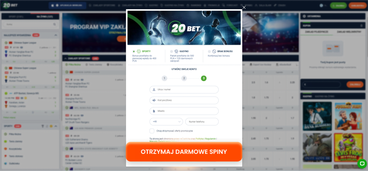 20bet bonus bez depozytu